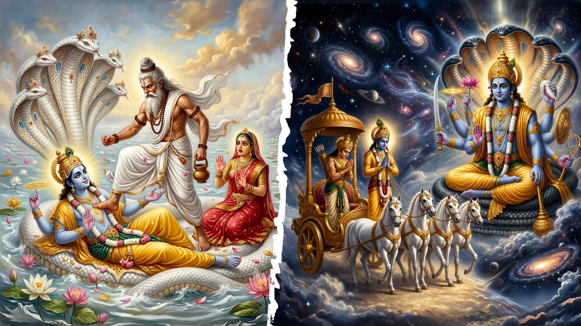 123- भृगुजी द्वारा त्रिदेवों की परीक्षा, श्रीकृष्ण और अर्जुन की ब्रह्माण्ड के पार अद्भुत यात्रा तथा सर्वव्यापक परम पुरुषोत्तम भगवान् के दिव्य दर्शन