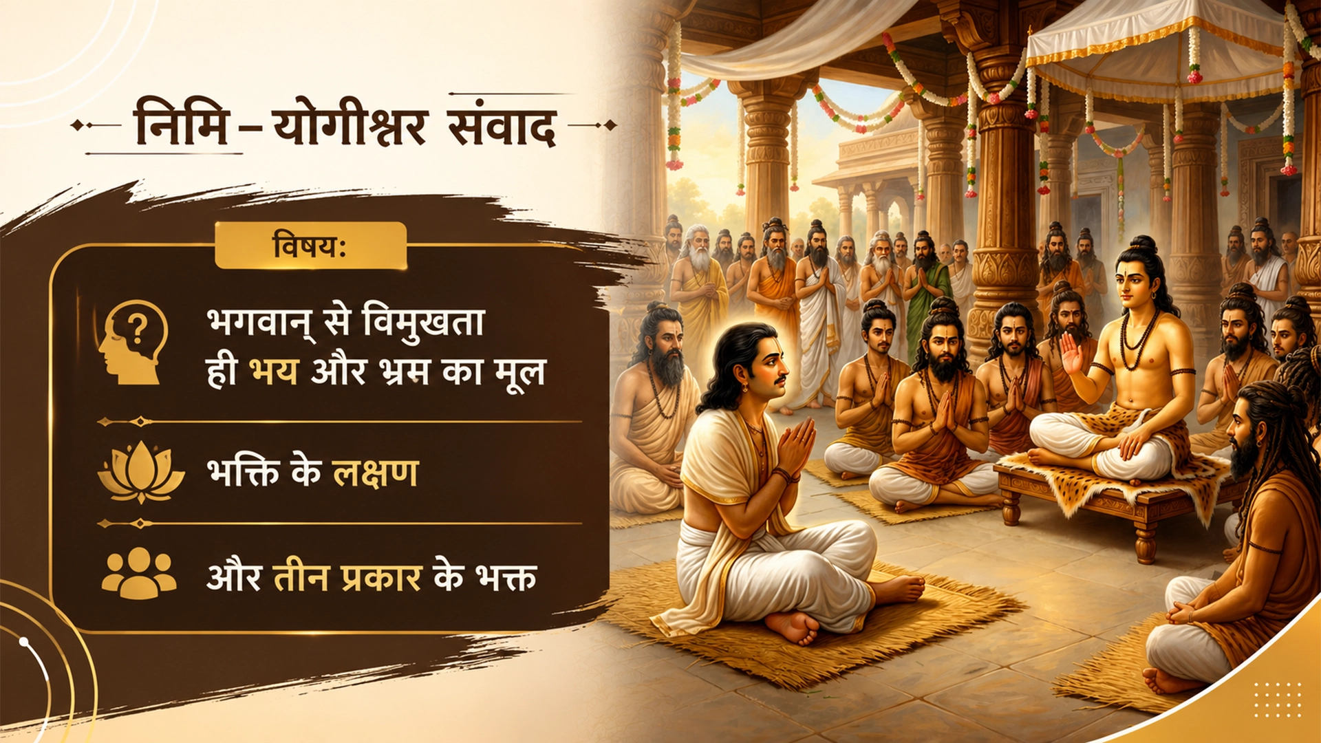 125- निमि-योगीश्वर संवाद: भगवान् से विमुखता ही भय और भ्रम का मूल, भक्ति के लक्षण और तीन प्रकार के भक्त